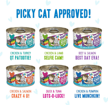 Weruva B.F.F. OMG - Best Feline Friend Oh My Gravy!, Variety Pack, Rainbow Road, Wet Cat Food by