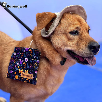 Dog Treat Pouch, Pocket Sized Pet Training Pouch, Cotton Fabric, Hand Free Purple Flower Dog