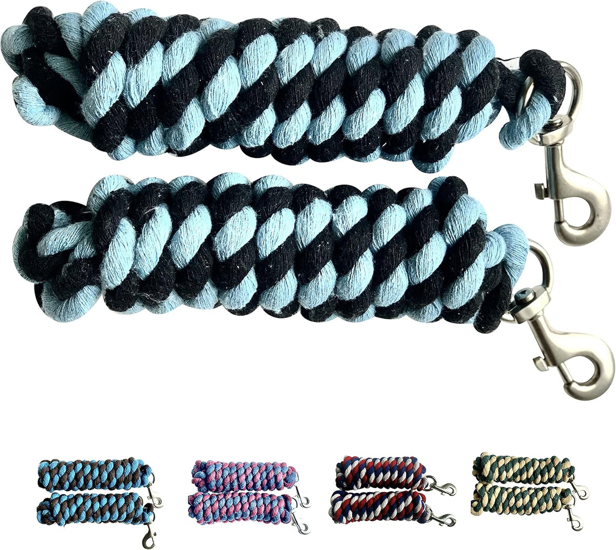 Majestic Ally Pack of 2 Solid Cotton Lead Rope for Horses & Livestock – 10 Foot Long and 5/8 inch