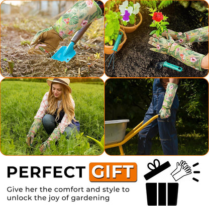 HANDLANDY Leather Gardening Gloves for Women, Thorn Proof Breathable Ladies Rose Pruning Garden