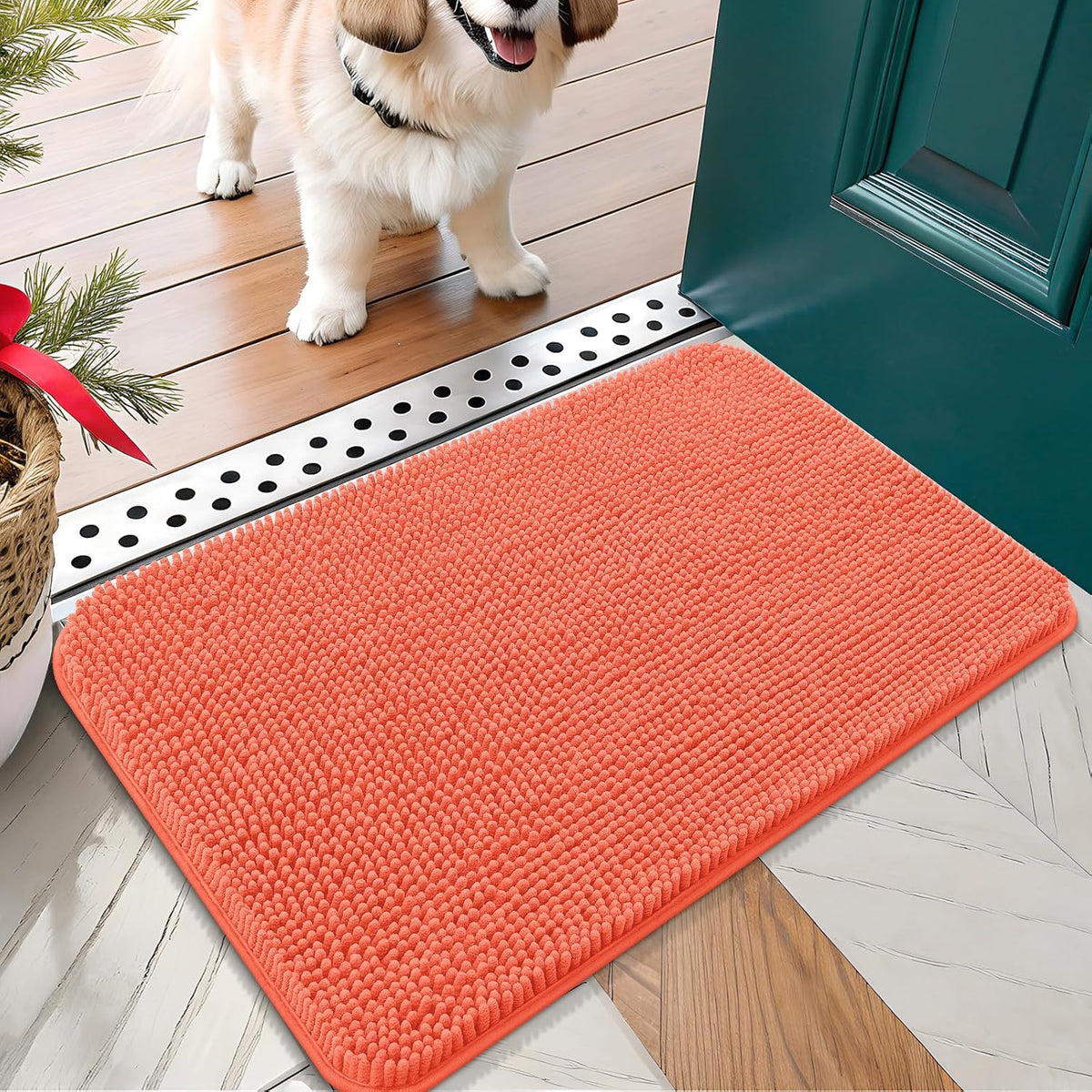 OLANLY Dog Door Mat for Muddy Paws 24x16, Absorbs Moisture and Dirt, Absorbent Non-Slip Washable