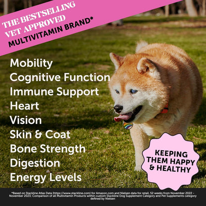 Senior Dog Multivitamin - Essential Dog Vitamins and Supplements - Glucosamine, Probiotics, Omega