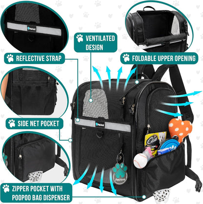 PetAmi Dog Backpack Carrier for Small Large Cat, Pet, Puppies, Ventilated Pet Hiking Backpack