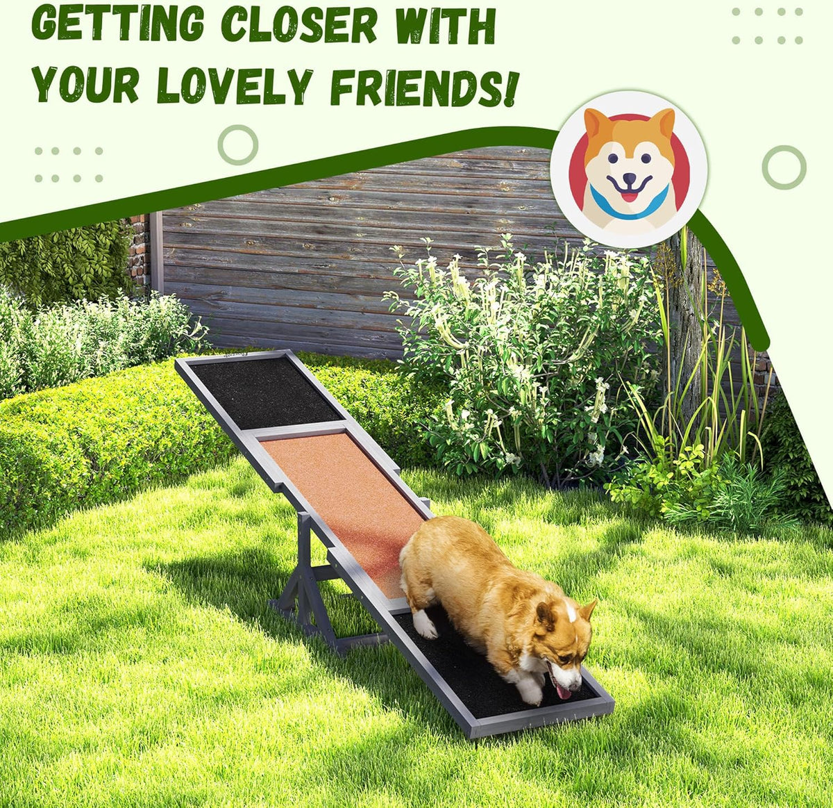 PawHut Wooden Dog Agility Seesaw for Training and Exercise, Platform Equipment Run Game Toy