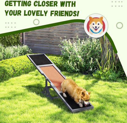 PawHut Wooden Dog Agility Seesaw for Training and Exercise, Platform Equipment Run Game Toy