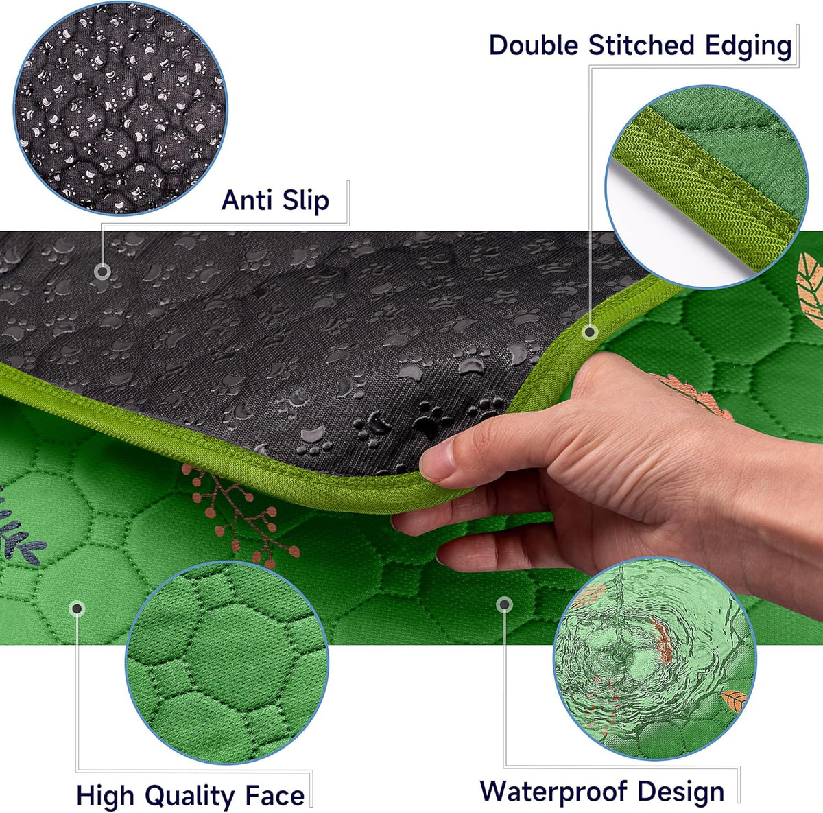 Sunheir 2 Pack Washable Guinea Pig Pee Pads, 24" x 48" Waterproof Reusable Guinea Pig Cage Liners