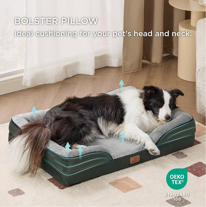 Bedsure L Plus Orthopedic Dog Bed for Large Dogs - Waterproof Dog Cat Bed, L Plus Big Comfort Dogs