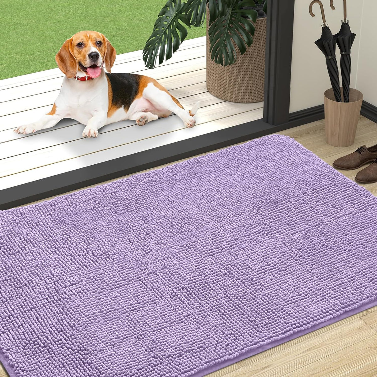 OLANLY Dog Door Mat for Muddy Paws 47x32, Absorbs Moisture and Dirt, Absorbent Non-Slip Washable