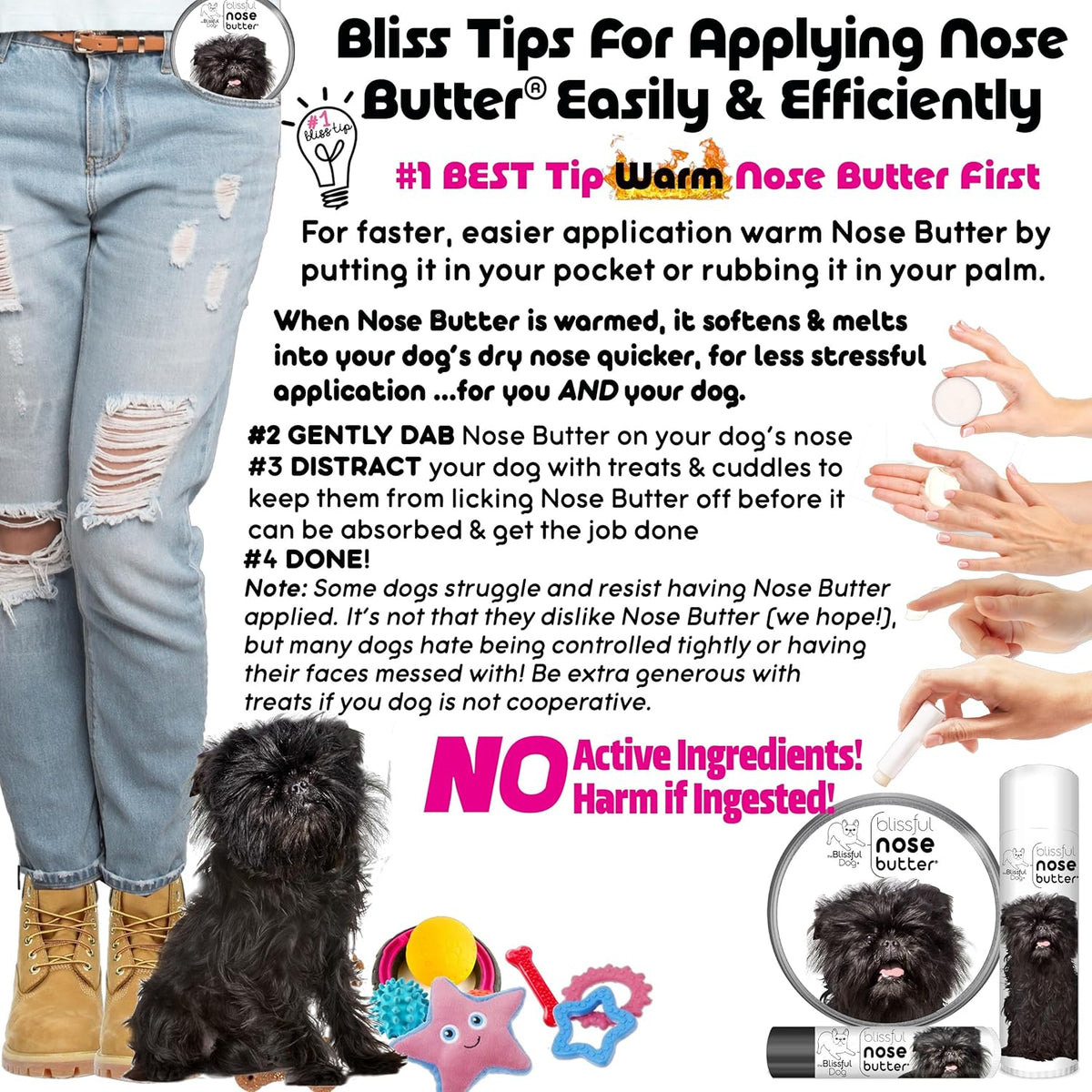 The Blissful Dog Affenpinscher Nose Butter for Dry, Cracked Skin, Lick-Safe Dog Nose Balm with