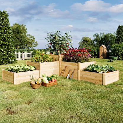 AMERLIFE 3-Tier Raised Garden Bed for Outdoor Gardening, Fir Wood Planter Box with Dividers