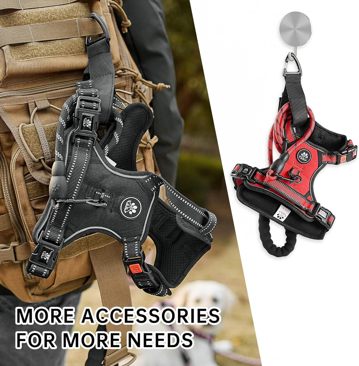 NESTROAD No Pull Dog Harness,Adjustable Oxford Dog Vest Harness with Leash,Reflective No-Choke Pet