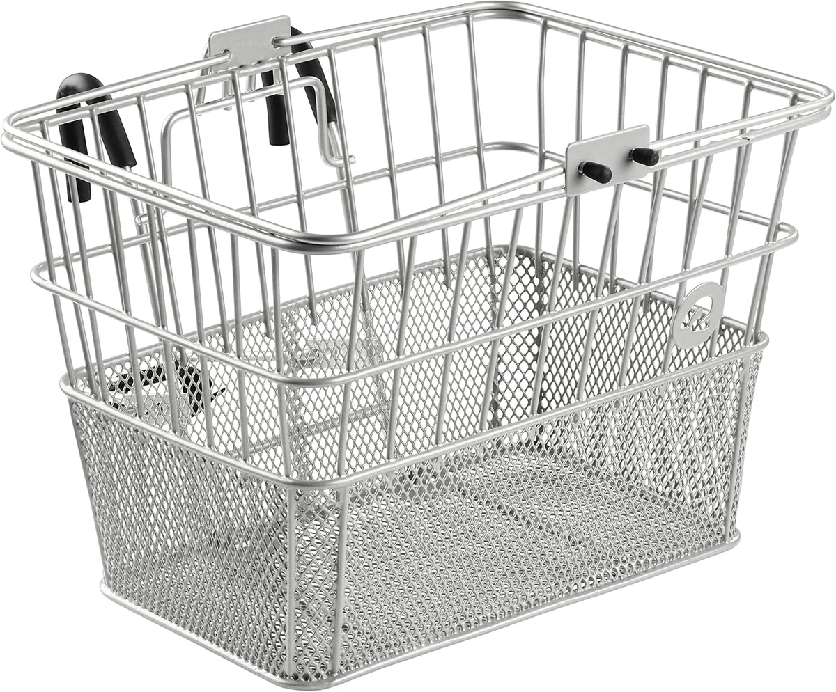 Retrospec Apollo Detachable Front Bike Basket Steel Half-Mesh with Integrated Detachable Hooks and