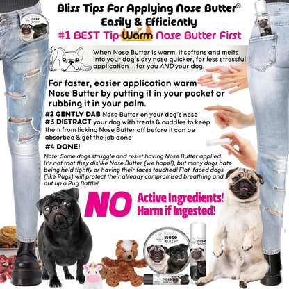 The Blissful Dog Pug Duo Nose Butter for Dry, Cracked Skin, Lick-Safe Dog Nose Balm with