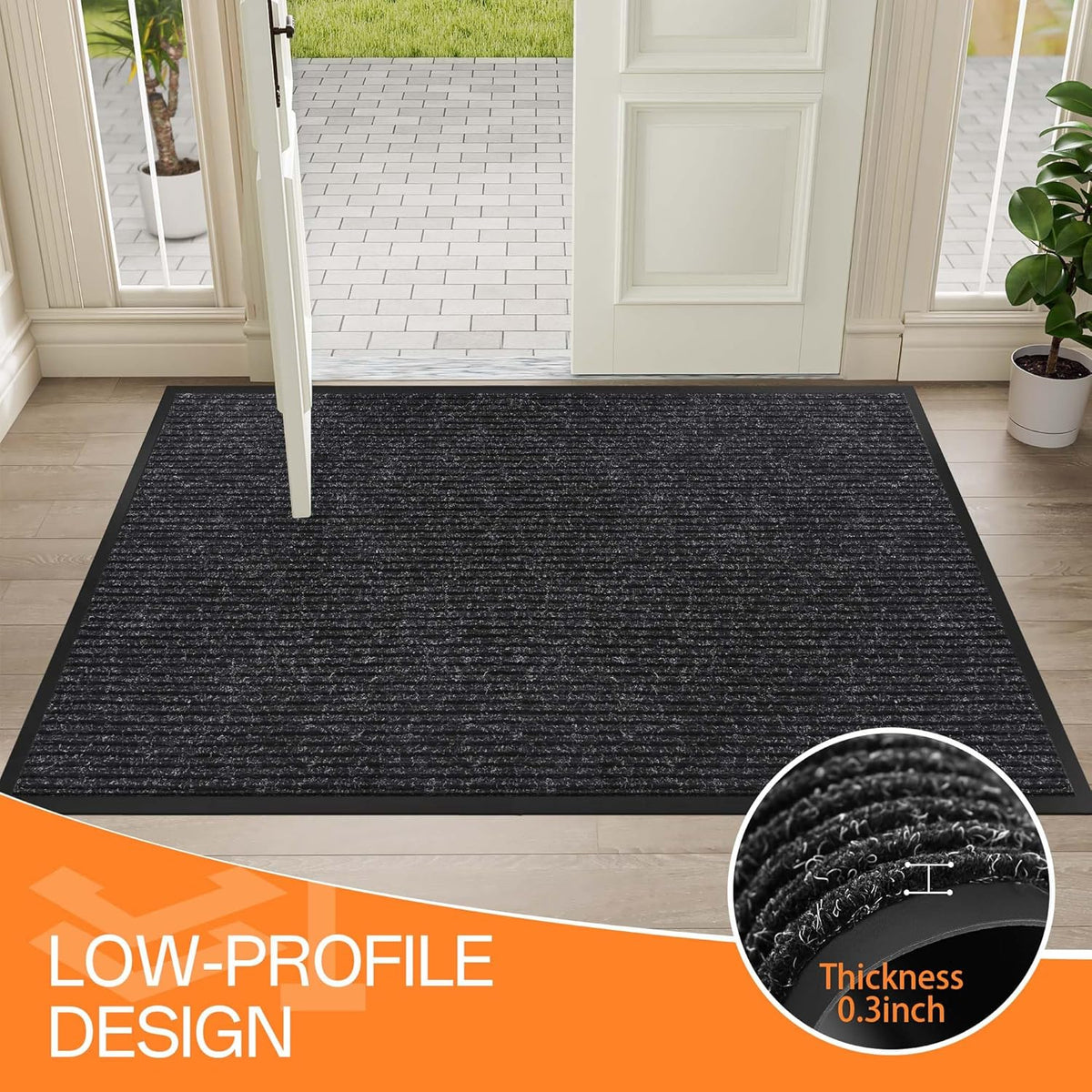 Indoor Outdoor Door Mat, 5' x 3' Doormat for Entryway, Rubber Backing Non Slip Front Door Mat