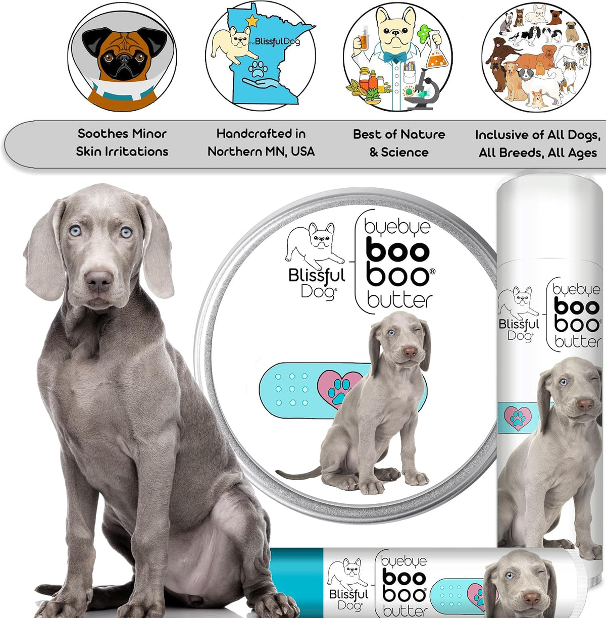 The Blissful Dog 2 oz TIN Weimaraner Booboo Butter