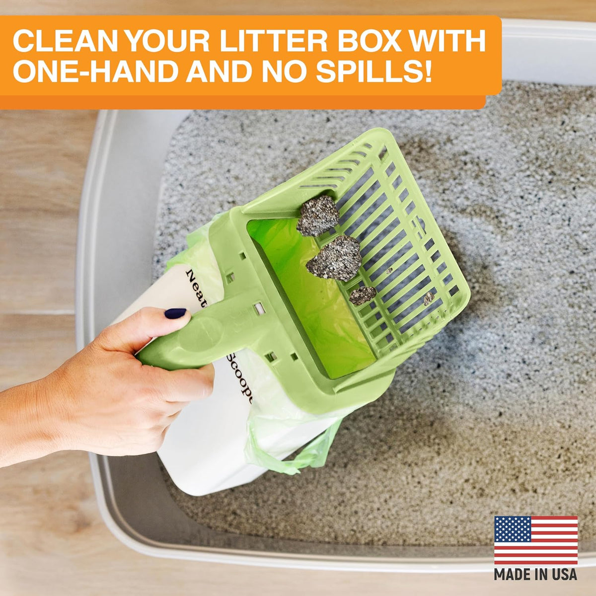 Neater Pet Brands Neater Scooper Standard Cat Litter Scoop, 15 Refill Bags – Mess-Free Cat Litter
