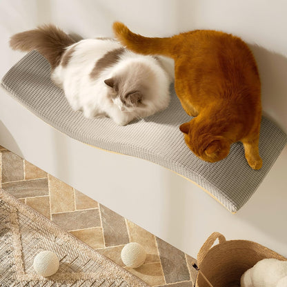Extra Large 35.4” × 11.6” Stylish Cat Wall Shelves with Soft Cushion, Modern Wall-Mounted Cat Tree