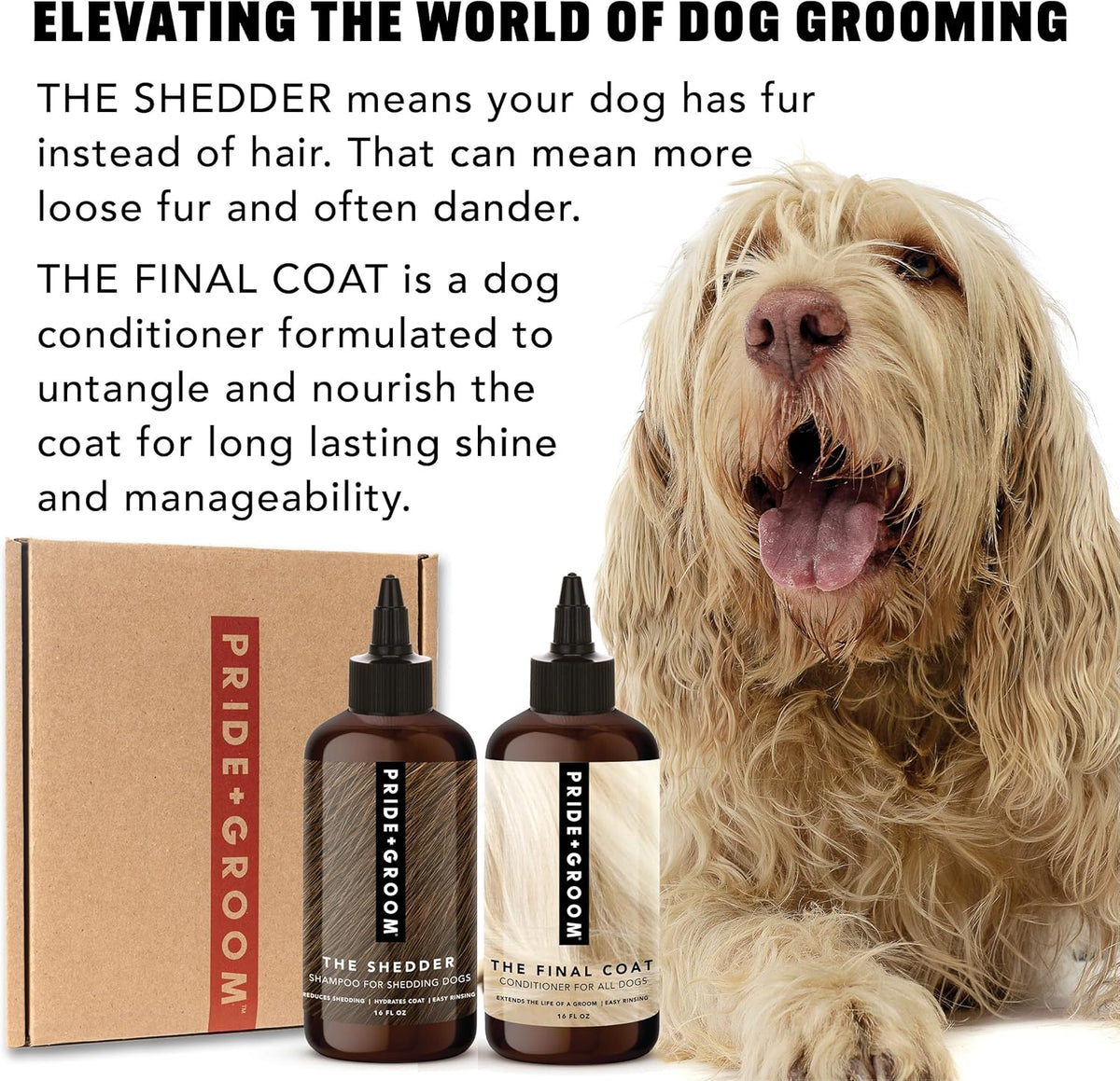 Pride and Groom The Shedder Box Set – Deshedding Dog Shampoo & Conditioner with All Natural Blend