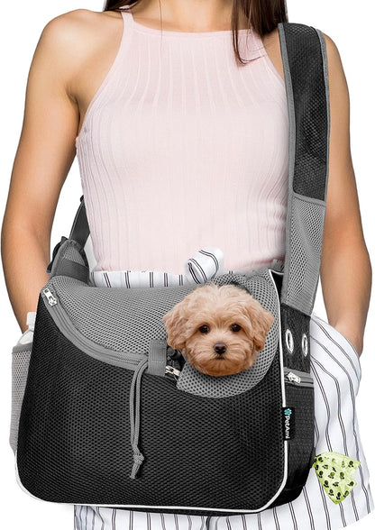 PetAmi Small Dog Sling Carrier, Soft-Sided Crossbody Puppy Carrying Purse Bag, Adjustable Sling Pet