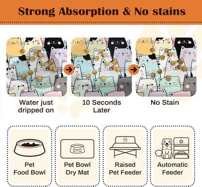 Pet Feeding Mat for Floors Waterproof Dog Mat for Food and Water Absorbent Quick Dry Non Slip mat