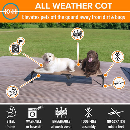 K&H Pet Products Outdoor Elevated Dog Cot, Cooling Raised Bed with Waterproof Breathable Mesh for
