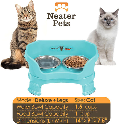 Neater Feeder Deluxe Mess Proof Cat Bowls Elevated for All Breeds – Made in USA – No Spill Raised