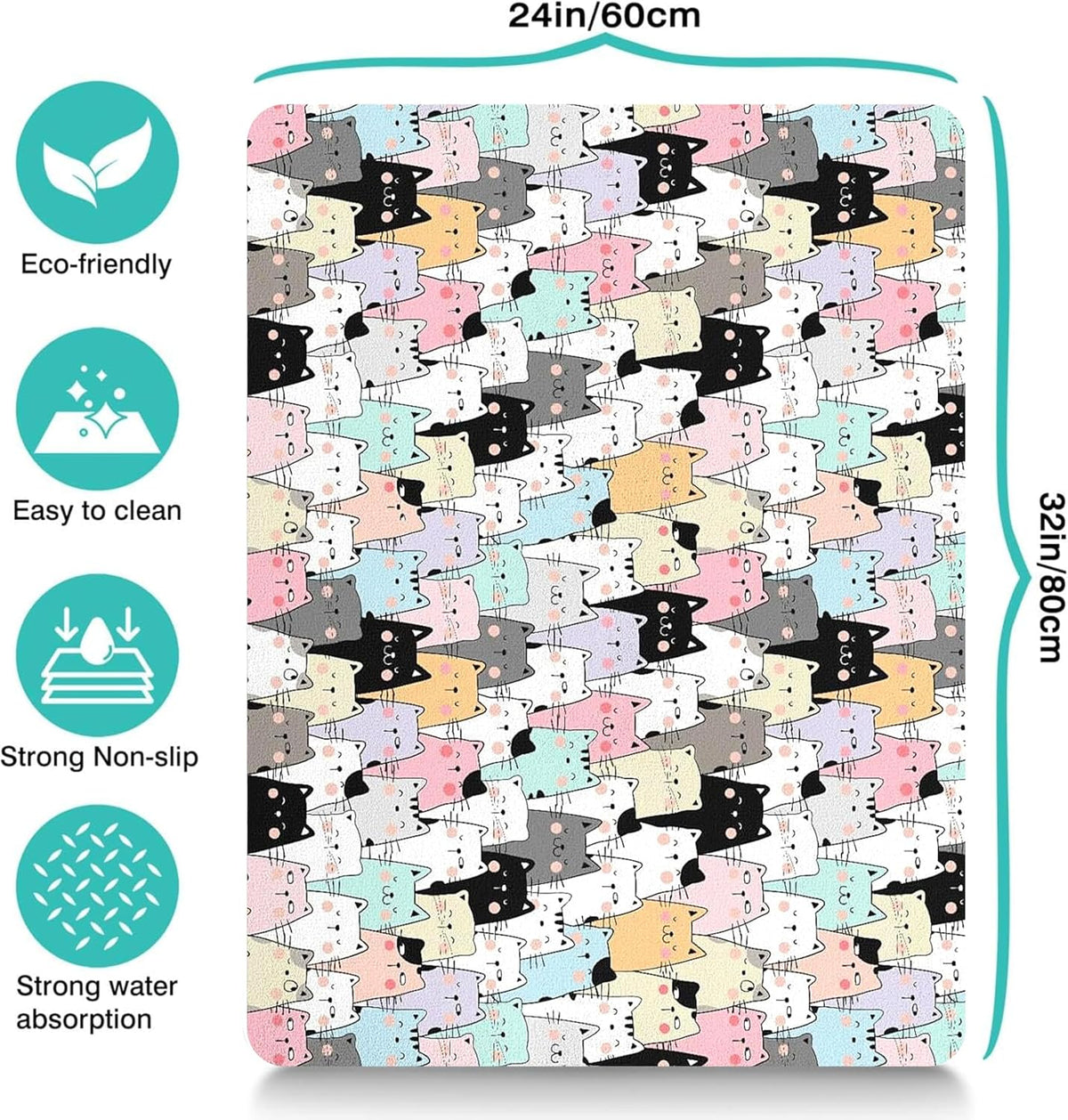 Pet Feeding Mat for Floors Waterproof Dog Mat for Food and Water Absorbent Quick Dry Non Slip mat