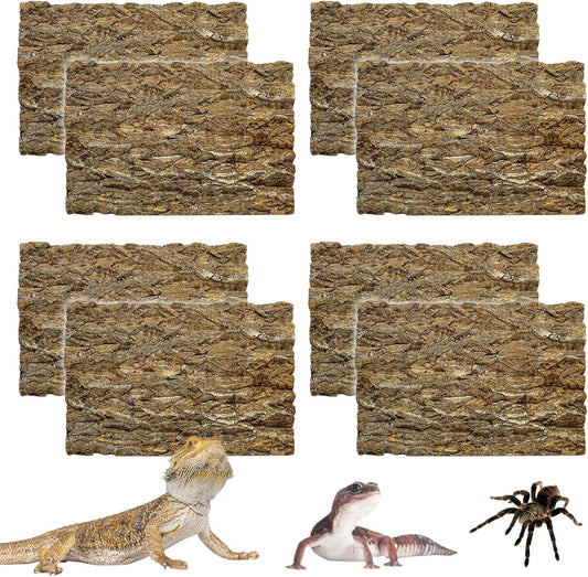 kathson 8Pcs Cork Tile Background Bark 11.8”Lx7.9”W Reptile Tank Background Terrarium Backdrop Wall