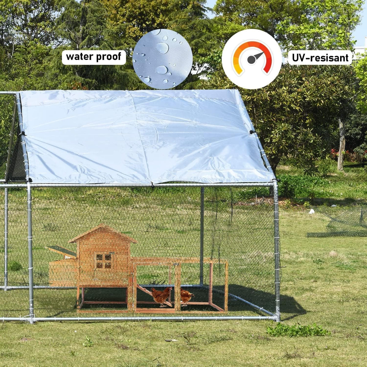 1.26’’ Large Metal Chicken Coop Walk in, Chicken Pen for Chickens, Outdoor Chicken Runs Coops Dog