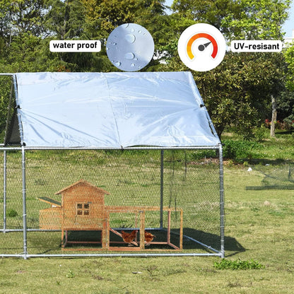 1.26’’ Large Metal Chicken Coop Walk in, Chicken Pen for Chickens, Outdoor Chicken Runs Coops Dog