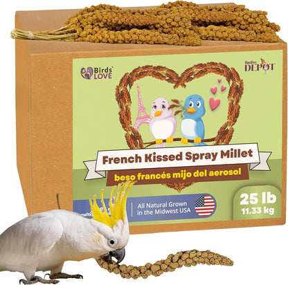 Birds LOVE French Kissed Spray Millet for Birds - Parakeets, Cockatiels, Lovebirds, Finches