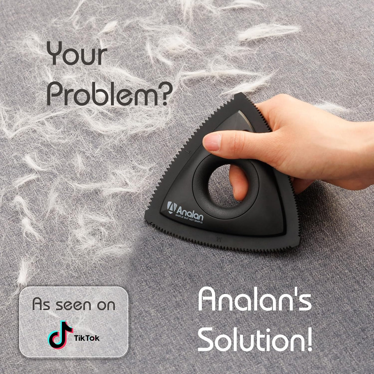 Analan Mini Pet Hair Remover, Triangle Design for Car Interior, Auto Detailing, Carpet, Couch