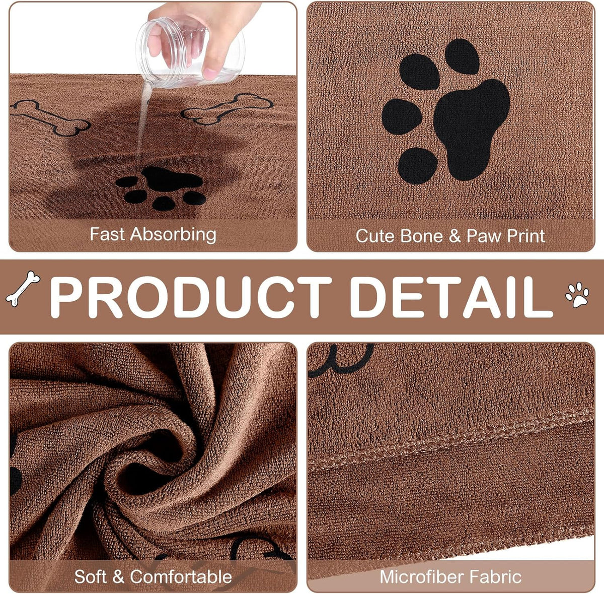 Chumia 8 Pcs Dog Towels for Drying Dogs Cats Pet Towels Bulk Puppy Microfiber Quick Drying Paw Bath