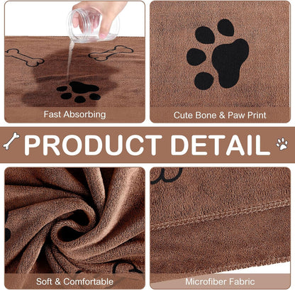 Chumia 8 Pcs Dog Towels for Drying Dogs Cats Pet Towels Bulk Puppy Microfiber Quick Drying Paw Bath