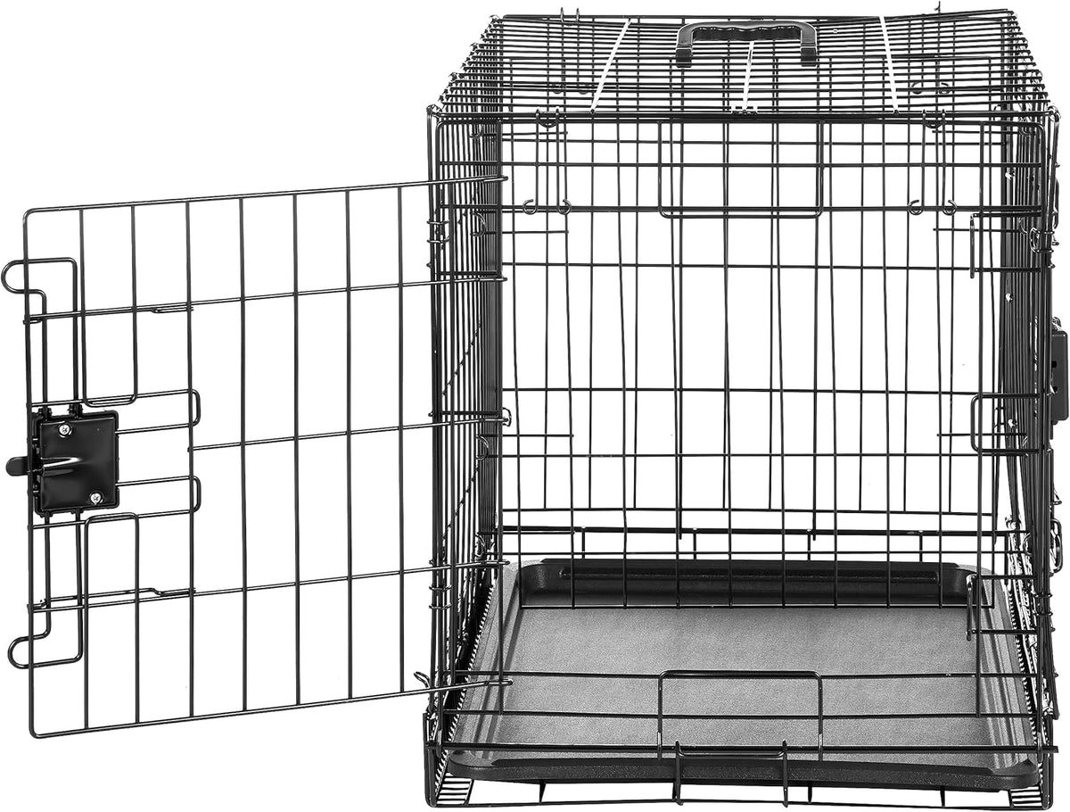 Amazon Basics Durable,Foldable Metal Wire Dog Crate with Tray, Double Door, Divider, 24 x 18 x 20