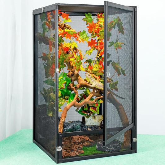 45 Gal Detachable and Foldable Reptile Butterfly Cage Terrarium, 360° Observation, Airflow