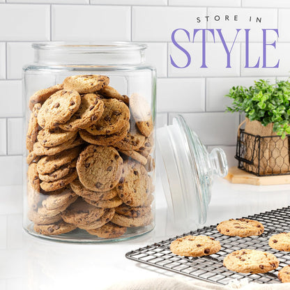 2-Gallon Tall Glass Cookie Jar with Airtight Lid – Large Kitchen Canister for Cookies, Sugar