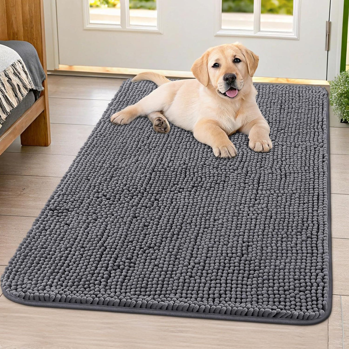 Smiry Dog Door Mat for Muddy Paws 40x32, Absorbs Moisture and Dirt Doormat, Non-Slip Washable Quick