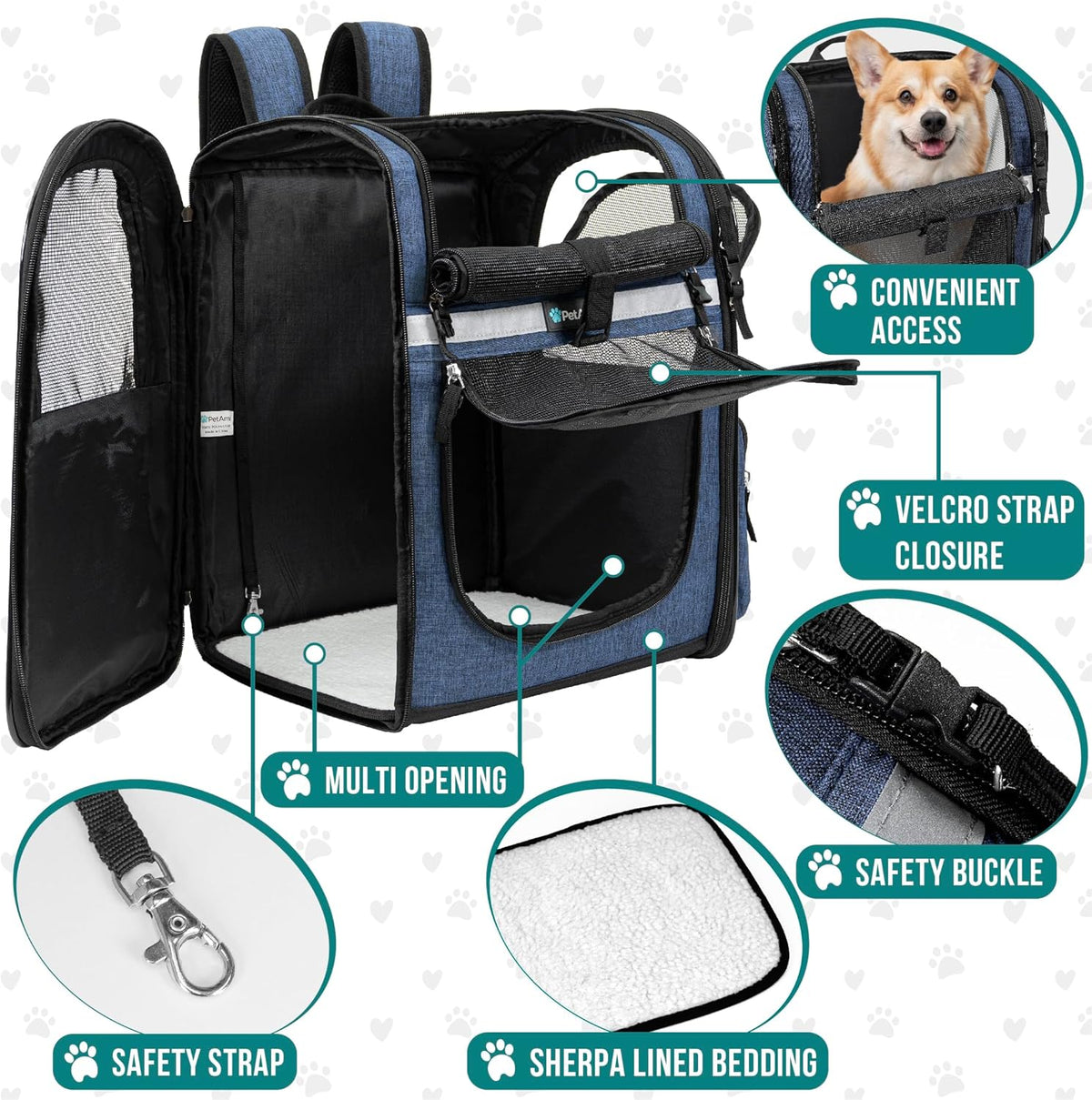 PetAmi Dog Backpack Carrier for Small Large Cat, Pet, Puppies, Ventilated Pet Hiking Backpack