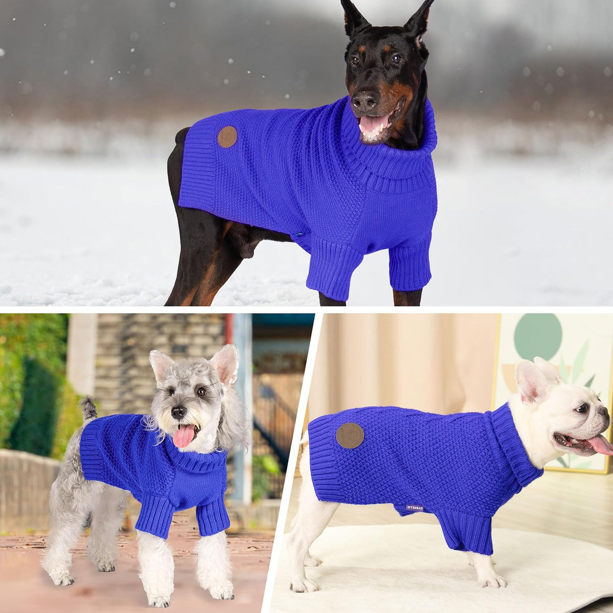 cyeollo Dog Sweater Pullover Turtleneck for Large Dogs, Classic Knitwear Fall Winter Cold Weather