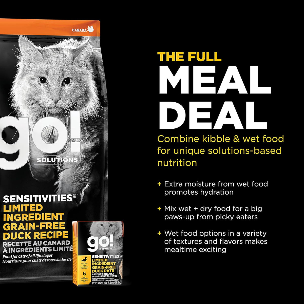 Go! Solutions Sensitivities Limited Ingredient, Grain-Free Dry Cat Food, Duck Recipe for Sensitive