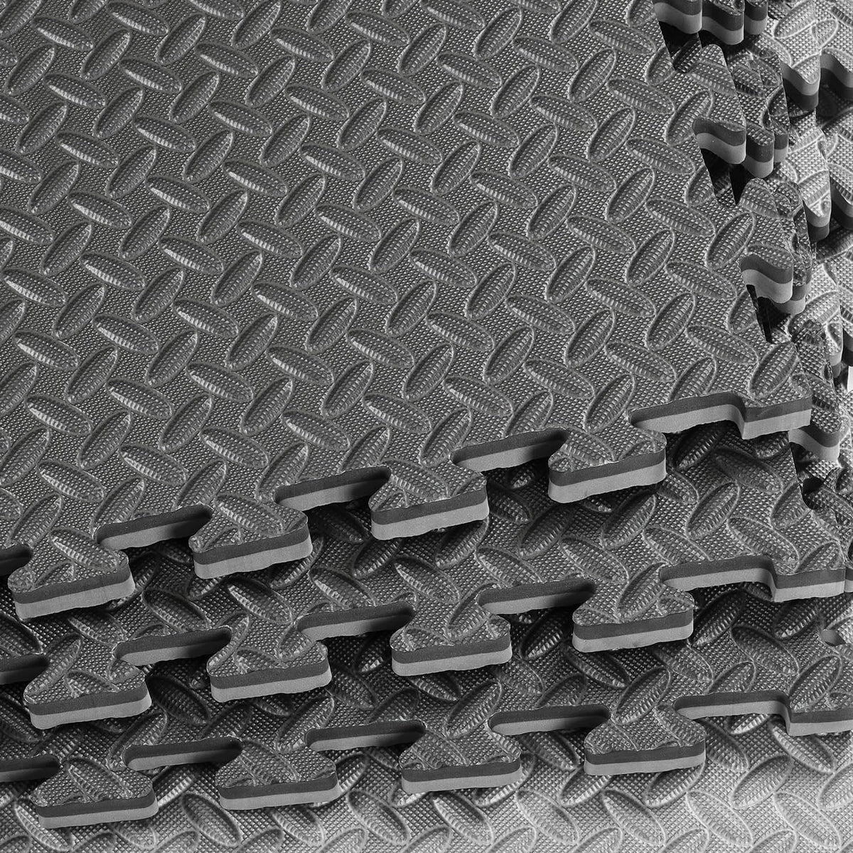 Xspec 1" Extra Thick 48 sq ft Reversible EVA Gym Foam Floor Mat Tiles (24" x 24"), Steel Pattern