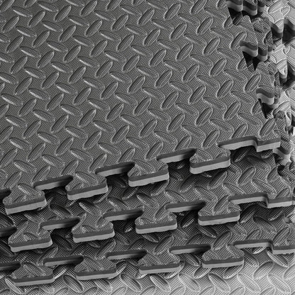 Xspec 1" Extra Thick 48 sq ft Reversible EVA Gym Foam Floor Mat Tiles (24" x 24"), Steel Pattern