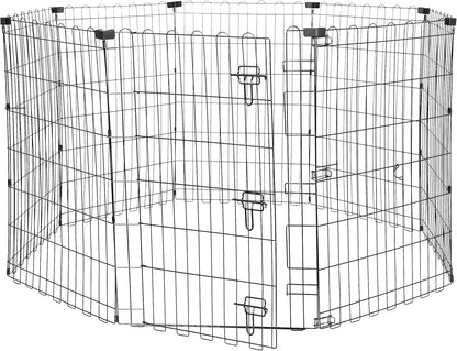 Amazon Basics Foldable Octagonal Metal Exercise Dog Playpen - Indoor/Outdoor, Single Door, Medium