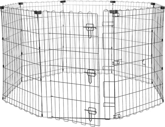 Amazon Basics Foldable Octagonal Metal Exercise Dog Playpen - Indoor/Outdoor, Single Door, Medium