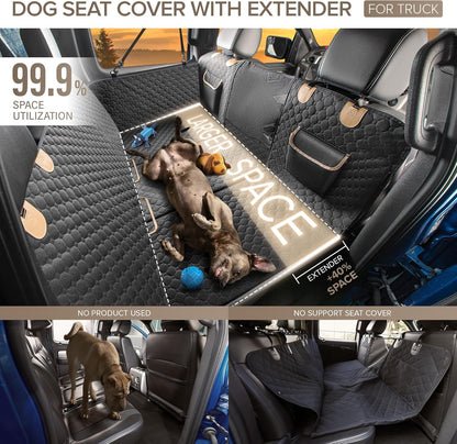 XL Truck Back Seat Extender for Dogs, Hard Bottom Dog Car Seat Cover for Back Seat, Heavy Duty Dog
