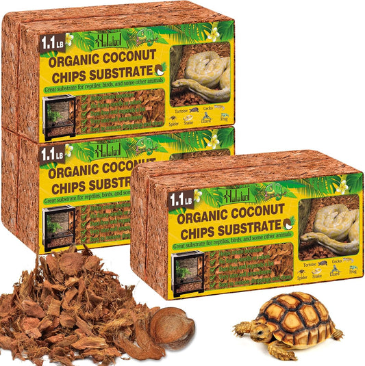 Halatool 6Pack Compressed Coconut Chips Brick Natural Coconut Husk for Reptiles Bedding Coco Coir