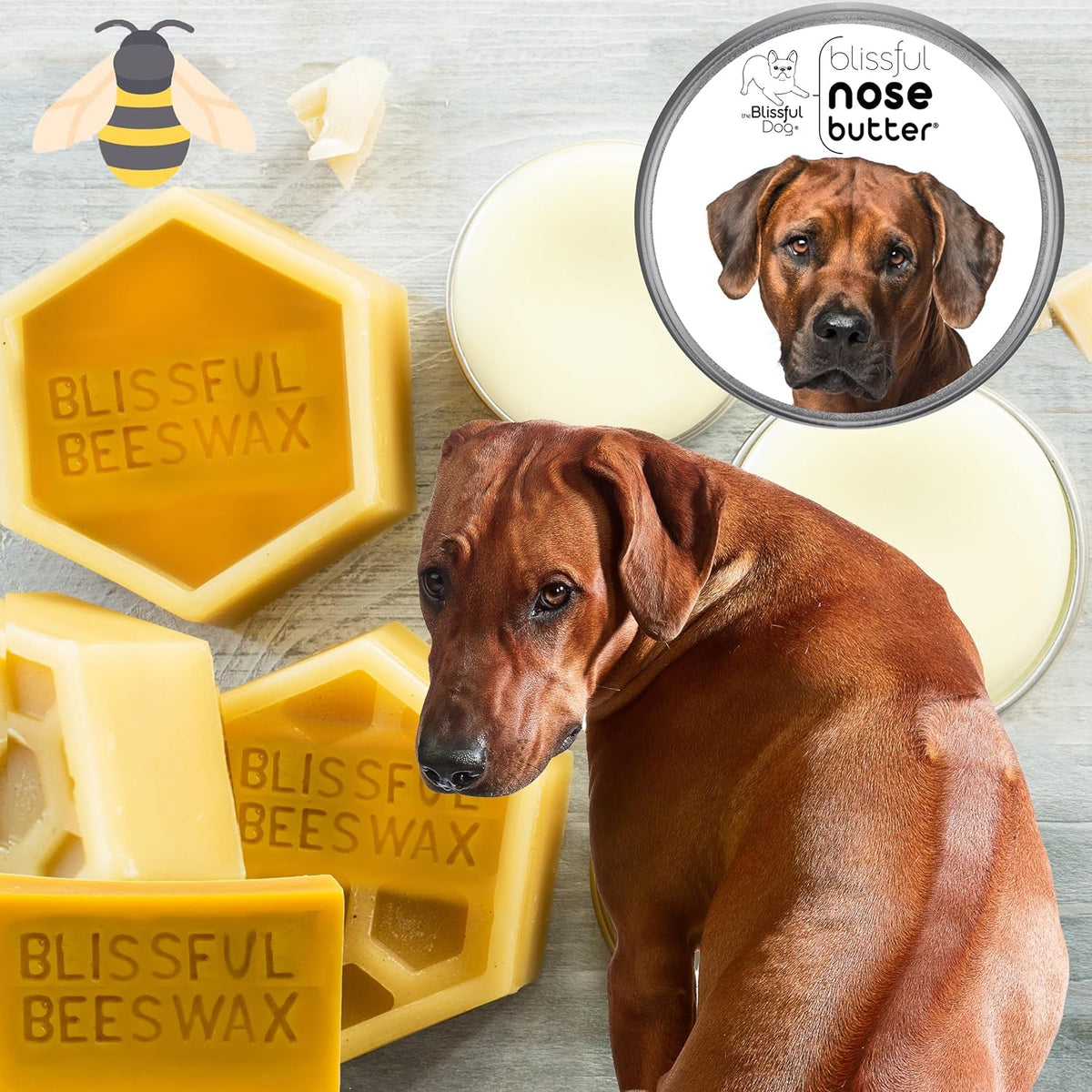 The Blissful Dog Rhodesian Ridgeback Nose Butter for Dry, Cracked Skin, Lick-Safe Dog Nose Balm