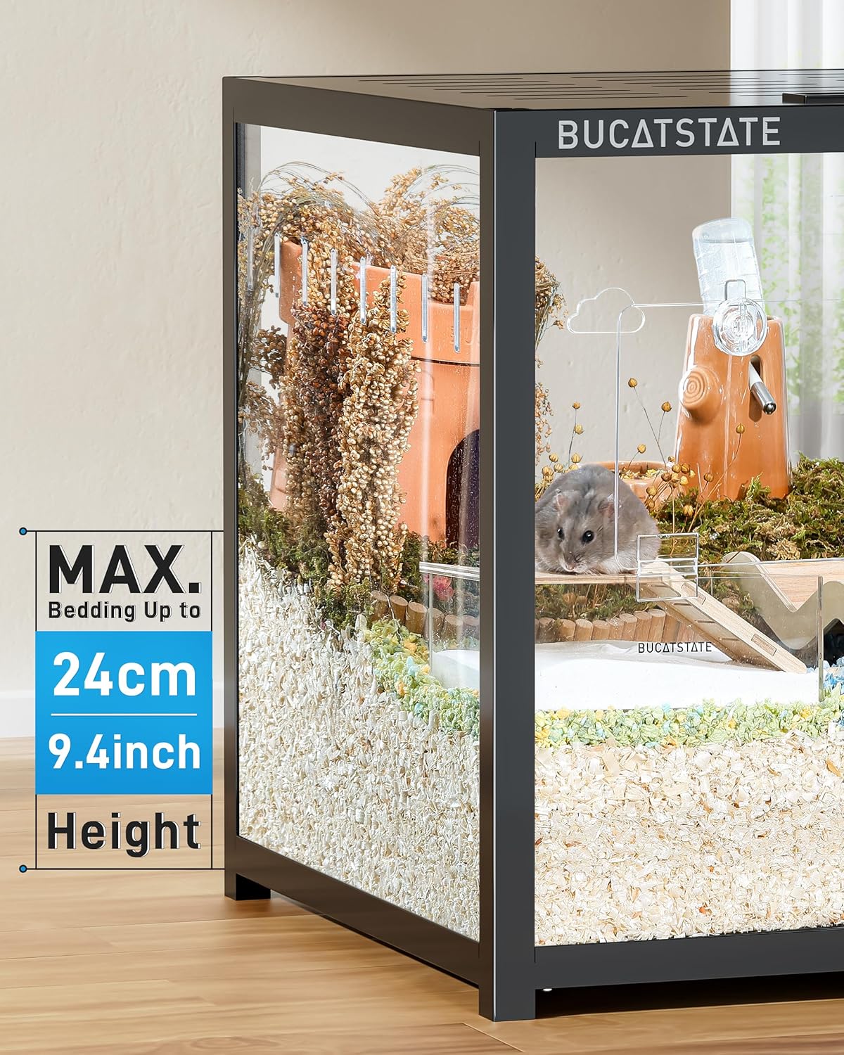 BUCATSTATE Hamster Cage 3.0: Large Metal Rat Cage Stackable with Top Access Easy Assemble 39.3L x