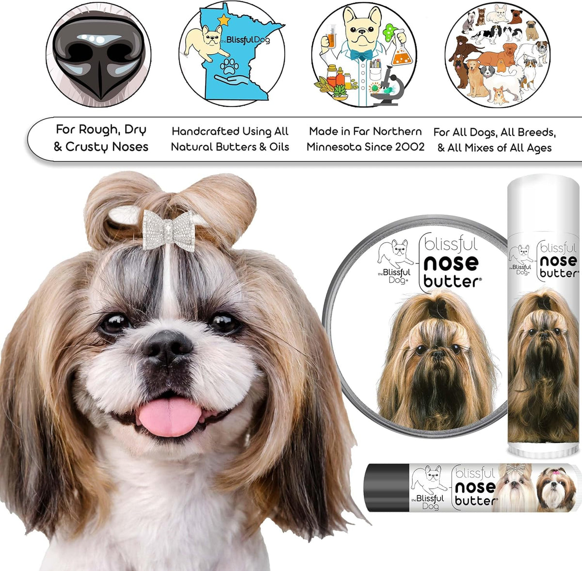 The Blissful Dog Shih Tzu Unscented Nose Butter - Dog Nose Butter, 8 Ounce